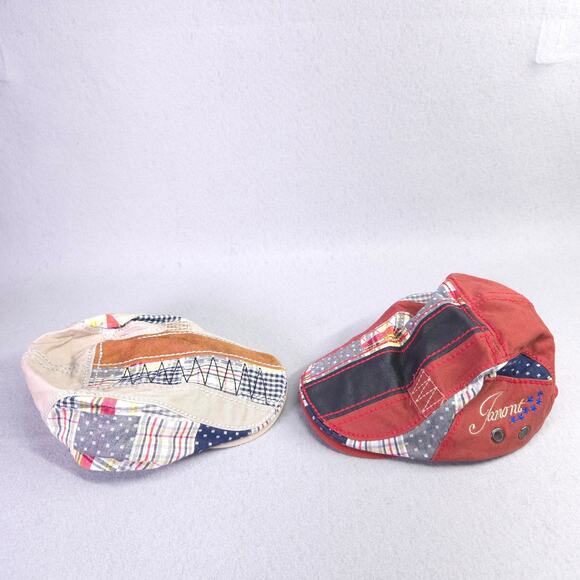 2 Jamont Flat Newsboy Caps Patchwork Multi Color Adjustable Cotton Cabbie - Picture 3 of 12